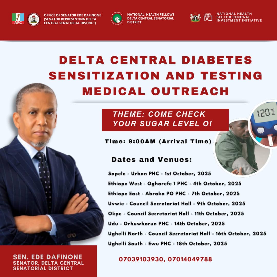 Health Care: Dafinone, NHF, Collaborate On Free Diabetes Testing, Awareness Outreach Across Delta Central