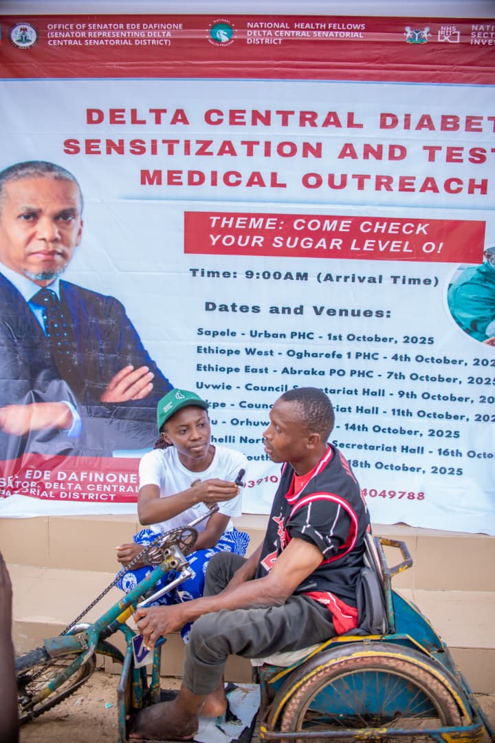 Dafinone, NHF Free Health Care Initiative Train Lands Oghara, Ethiope West